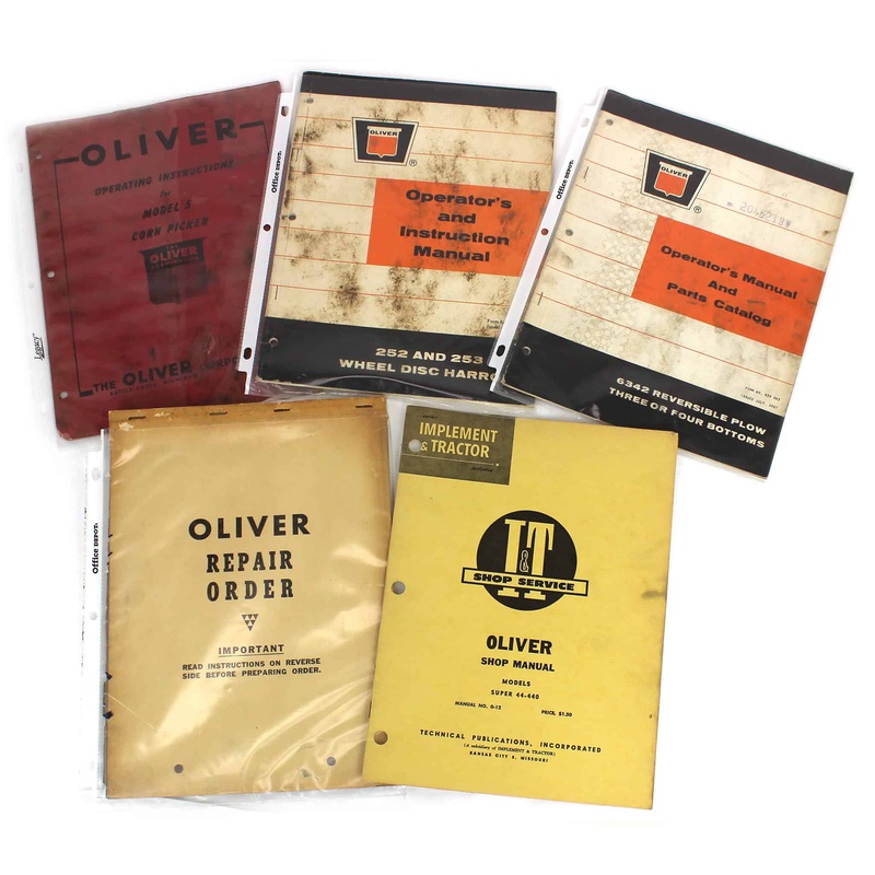 Lot of (3) Oliver Operator's Manuals, (1) Oliver Repair Order and (1) Oliver Shop  Manual