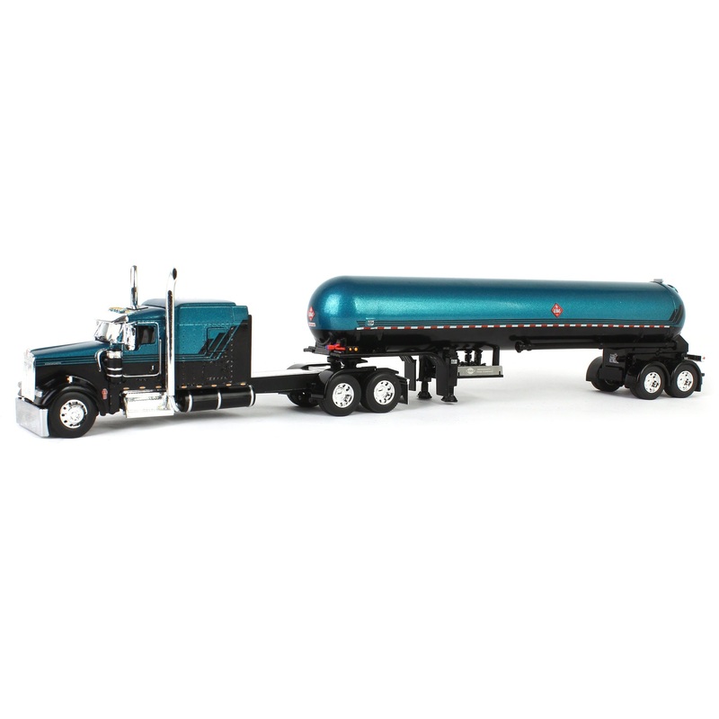 1/64 Kenworth W900L Semi with Mississippi LP Tanker, Turquoise & Black, DCP by First Gear