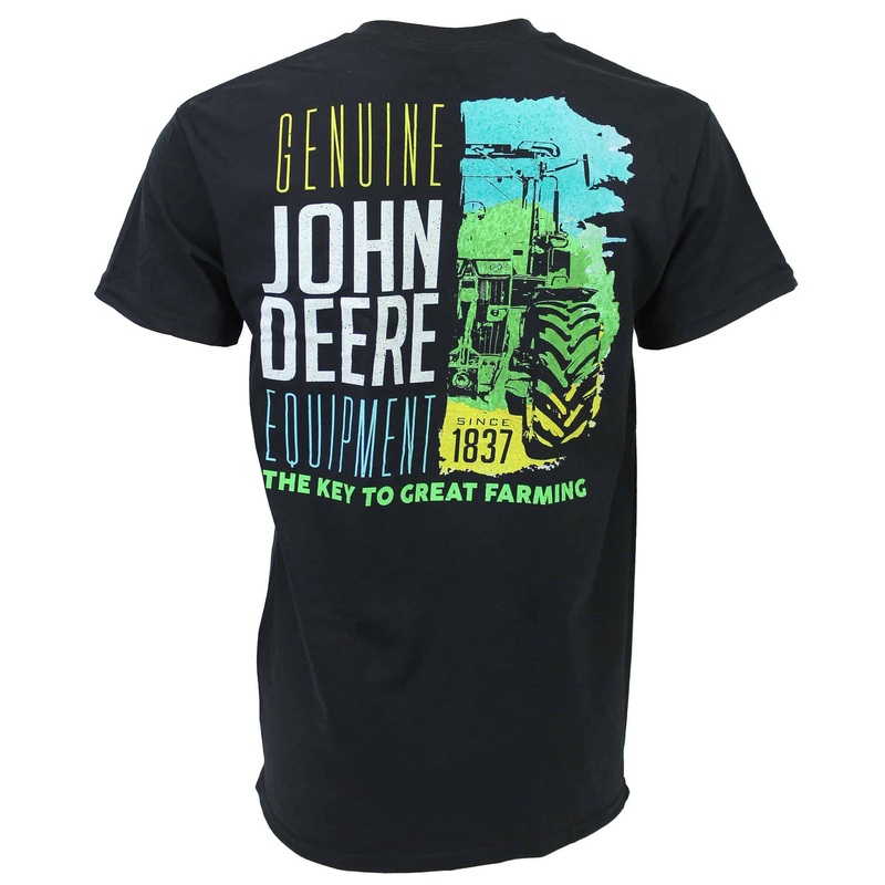 Adult John Deere The Key to Great Farming Black Short Sleeve T-Shirt