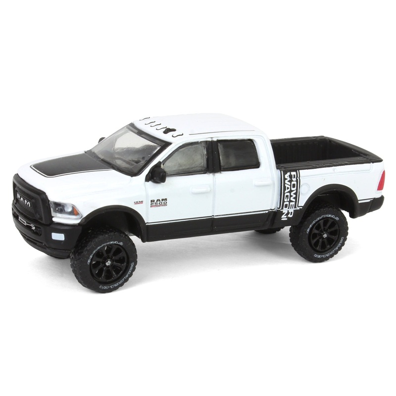 (B&D) - 1/64 Lifted 2017 Dodge Ram 2500 Power Wagon Pickup Truck, White, Collaboration Exclusive - Damaged Item