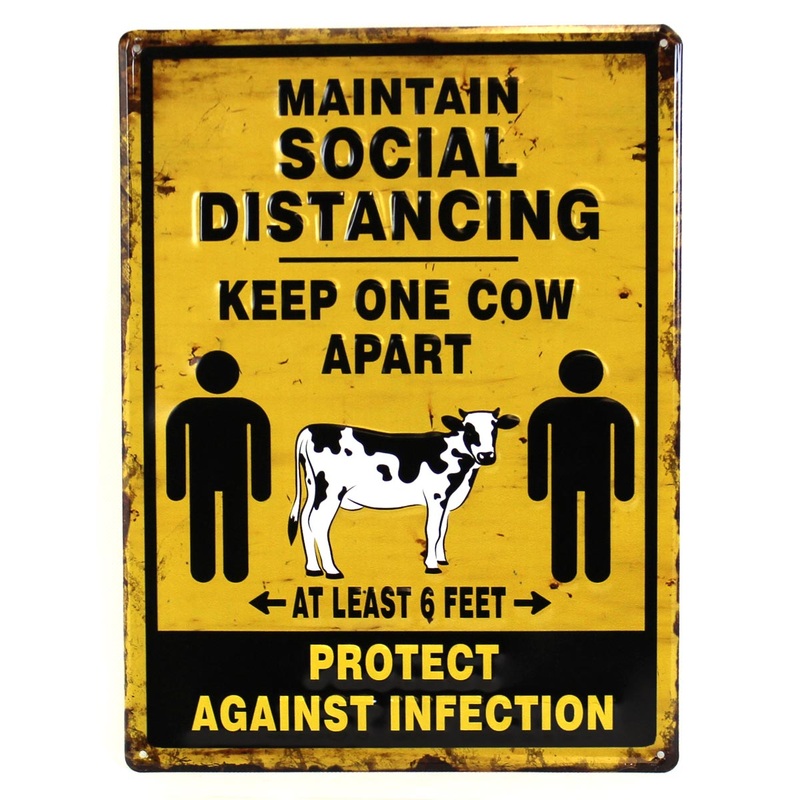Social Distancing Vertical Embossed 12 x 16 Metal Sign