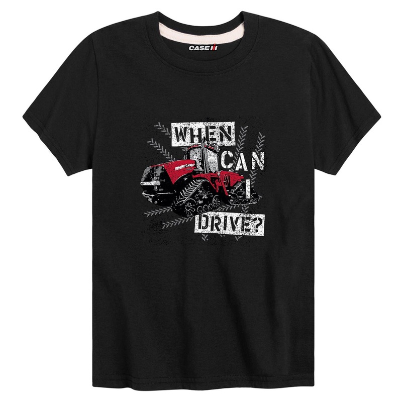 Youth Case IH Quadtrac When Can I Drive? Black Short Sleeve T-Shirt