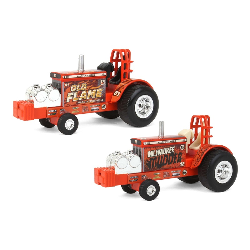Set of 2 ~ 1/64 Allis Chalmers Old Flame & Milwaukee Mudder Pulling Tractors