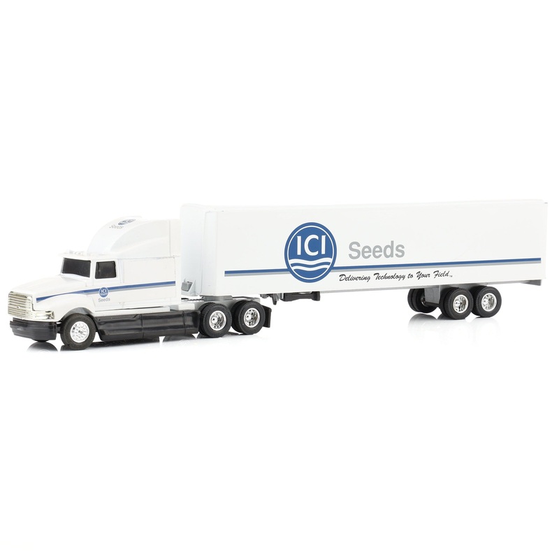 (B&D) 1/64 Ford Aeromax 120 Conventional Semi with ICI Seeds Box Trailer - Damaged Item