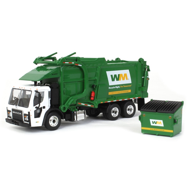 (B&D) 1/64 Mack LR with McNeilus Meridian Front Loader & Dumpster, Waste Management - Damaged Item