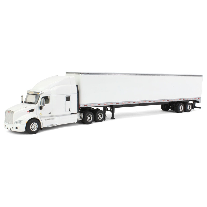 (B&D) 1/64 White Peterbilt 579 Sleeper & White Trailer w/ Single Rear Door by SpecCast-Damaged Item