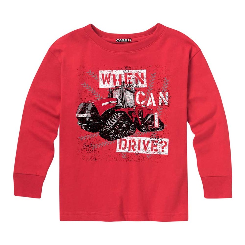 Youth Case IH Quadtrac When Can I Drive? Red Long Sleeve T-Shirt