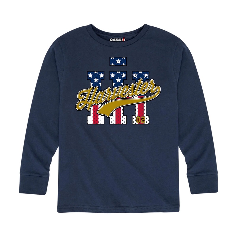 Youth International Harvester Patriotic Navy Blue Long Sleeve Shirt