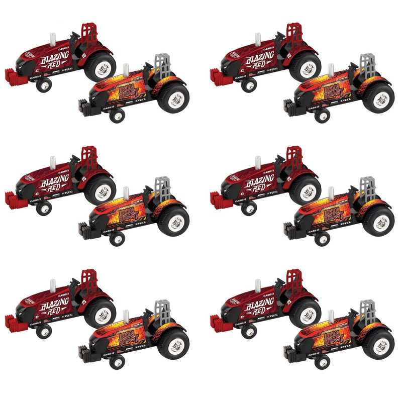 Sealed Case of 12 ~ 1/64 Case IH Iron Beast &  Blazing Red Pulling Tractors