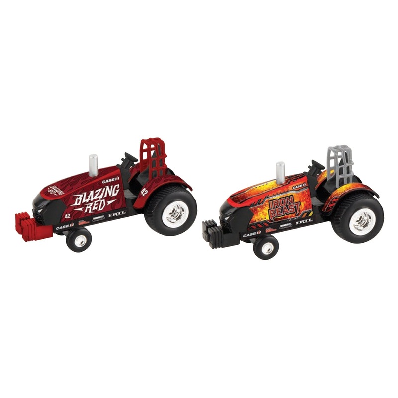 Set of 2 ~ 1/64 Case IH Iron Beast &  Blazing Red Pulling Tractors