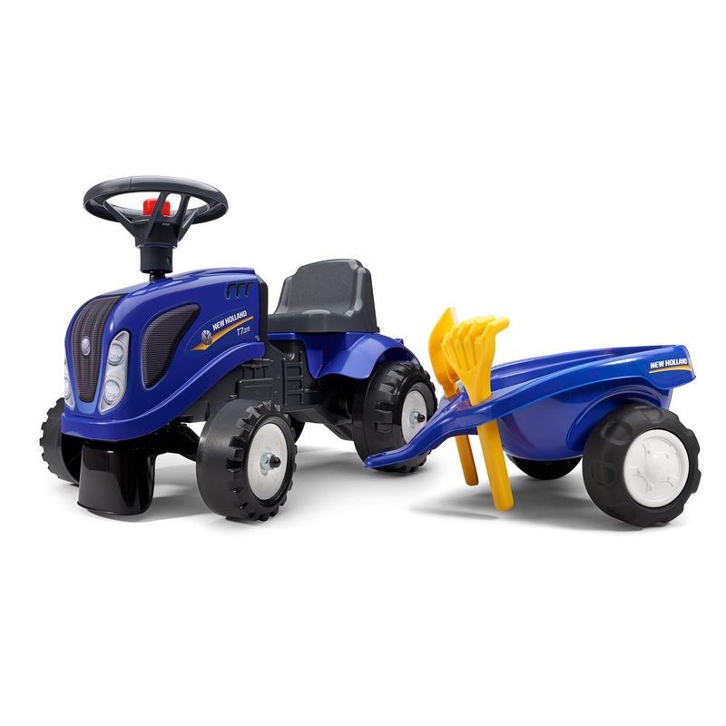 (B&D) New Holland Ride On Tractor with Trailer, Gardening Tools & 2 Decal Sets - Damaged Box