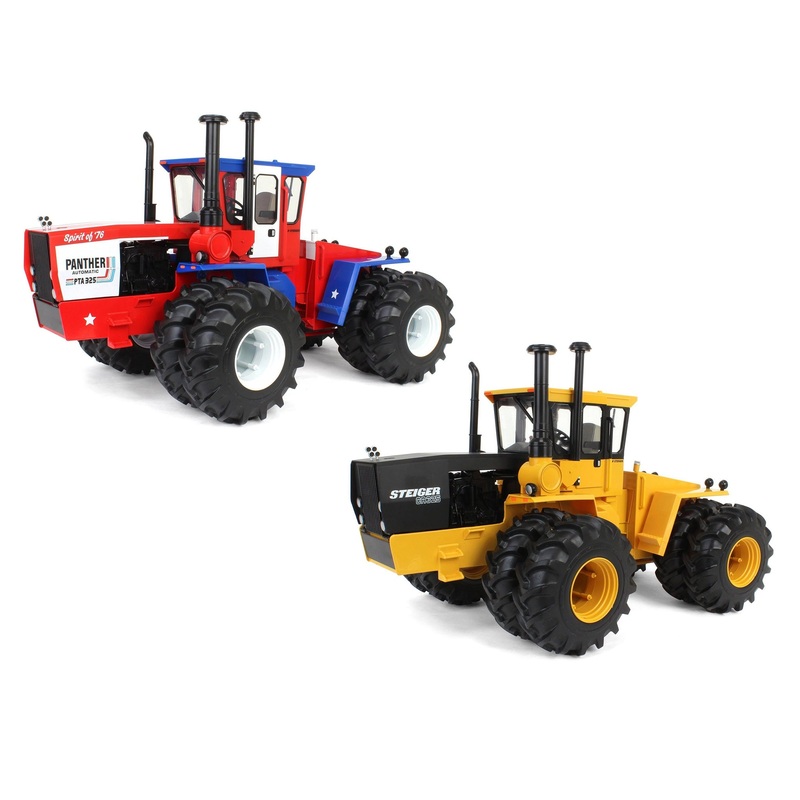 Set of 2 Steiger 4WD Tractors ~ PTA 325 Spirit of '76 Stars & Stripes + CA325 Industrial Yellow