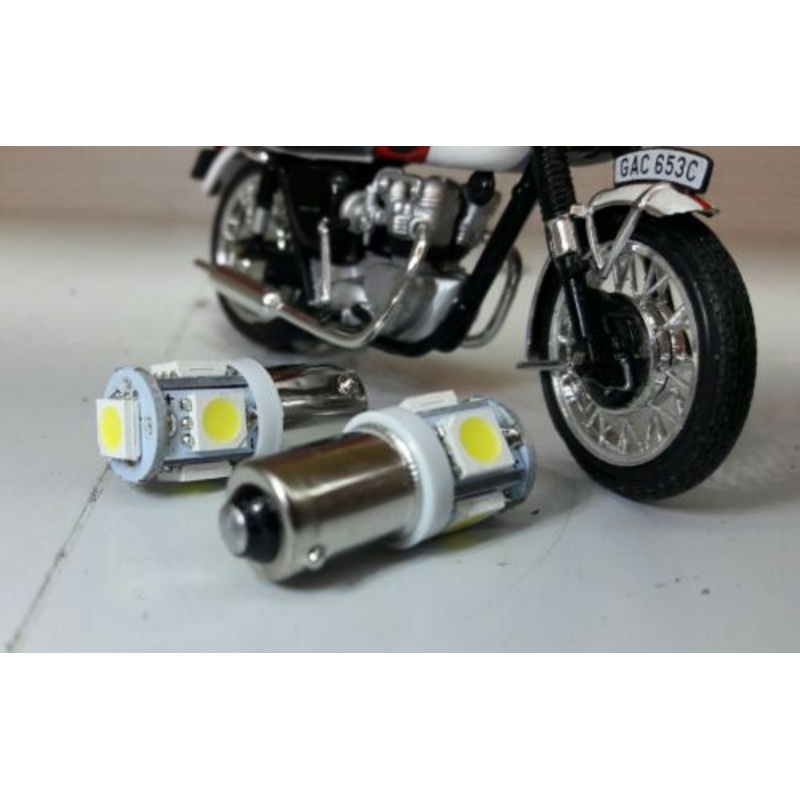 BSA Norton Triumph 12V BA9s 987 Smiths Instrument Gauge Bulbs White LED Bulbs x2