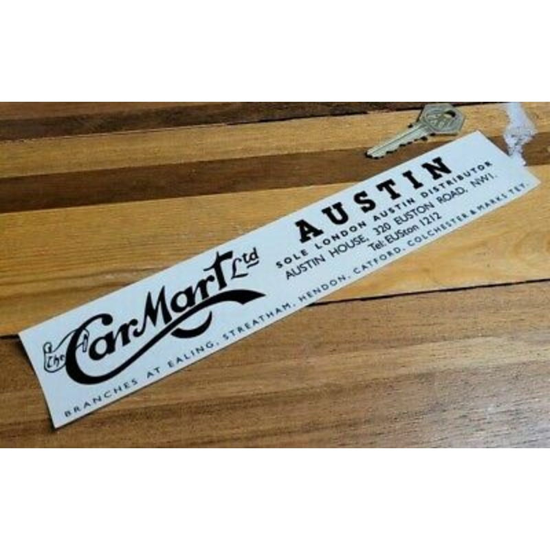 Carmart London Austin Dealer Distributor Classic Vintage Window Decal Sticker