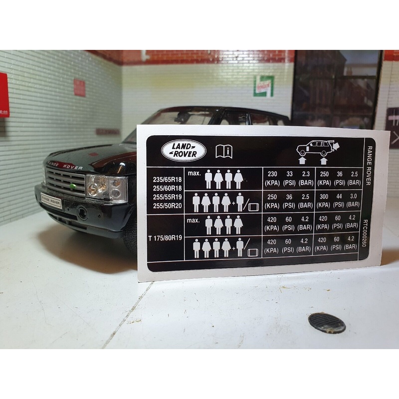 Land Range Rover L322 02-09 Door Pillar Tyre Pressure Warning Decal RTC000260