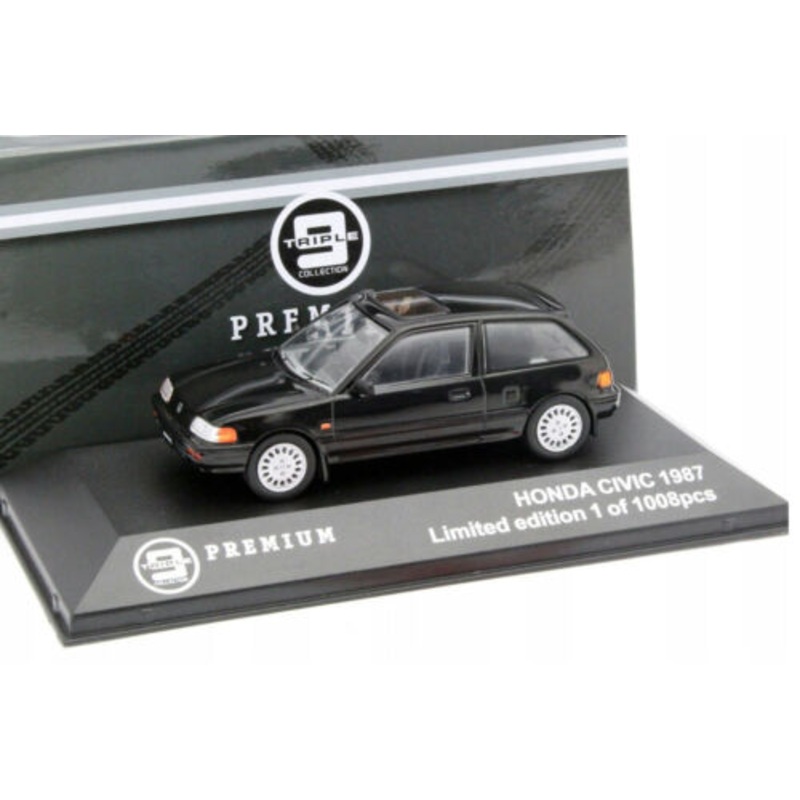 Honda Civic 1987 Mk4 4th Generation Black Triple 9 1:43