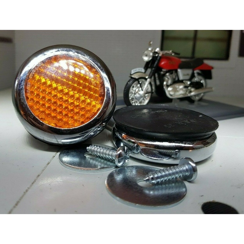 Lucas Type RER25 Amber Chrome Reflectors 57161 Triumph Norton BSA Motorcycle x2
