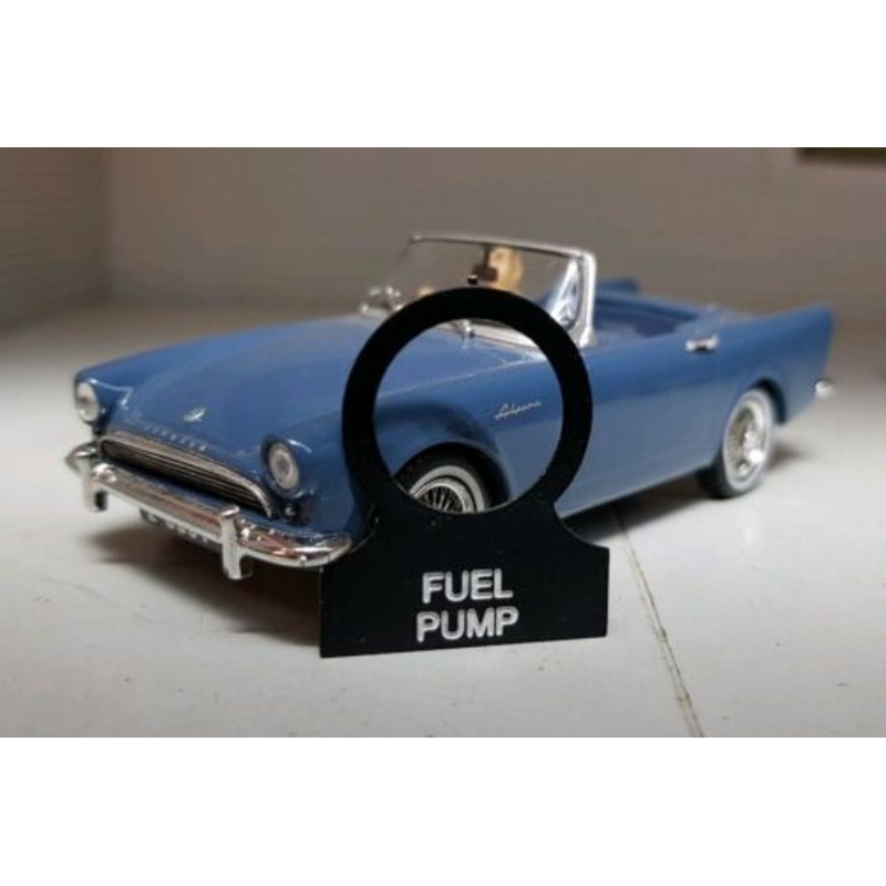Sunbeam Alpine Tiger Daimler Dart Dash Panel Fuel Pump Race Switch Tag Tab Label