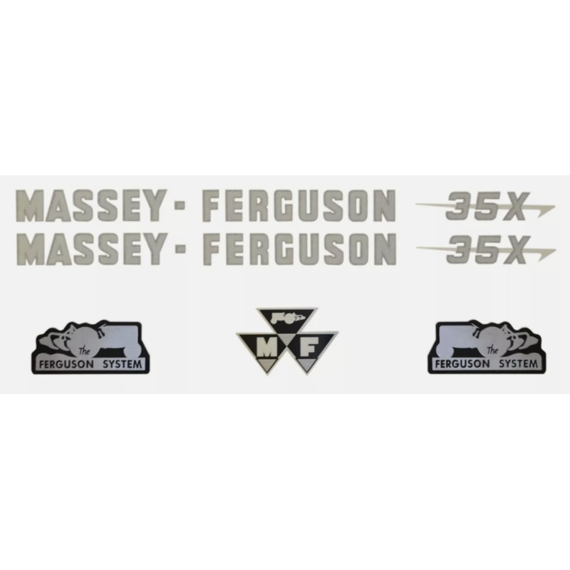 Massey Ferguson System MF 3 Cylinder 35X Tractor Bonnet Decal Sticker Set