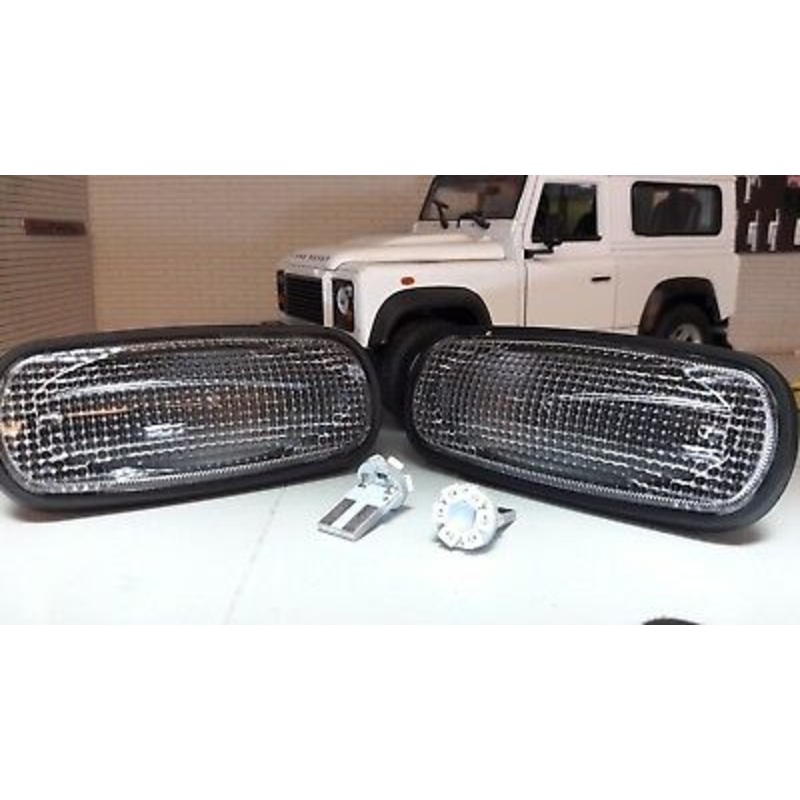 Land Rover Defender TD5 TDCI D2 LED Clear Wing Repeater Indicators XGB100310L x2 XS