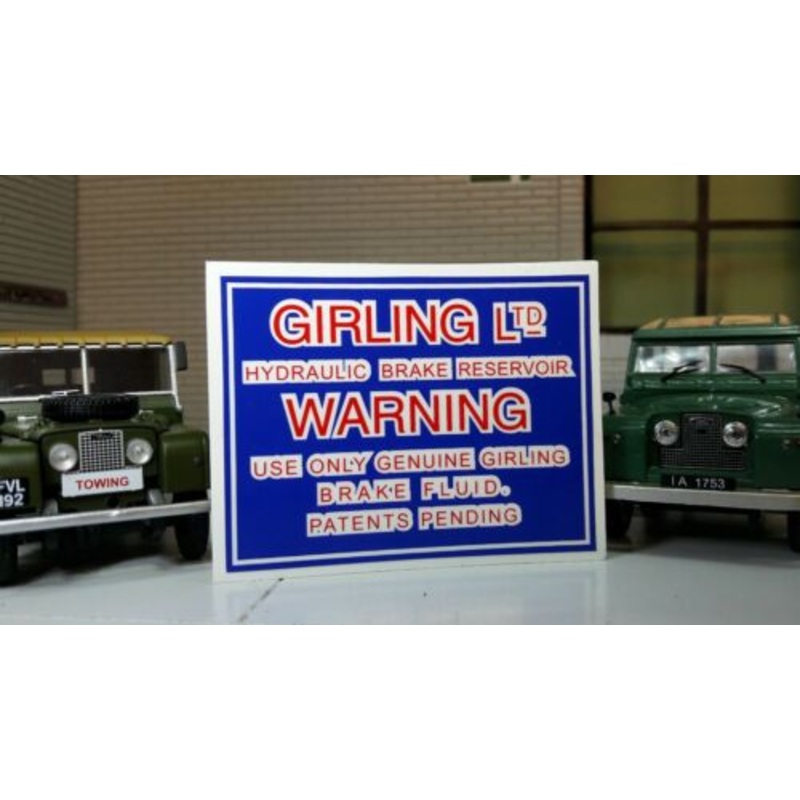 Lucas Girling Clutch Brake Reservoir Label Decal for Land Rover Series 1 2 2a