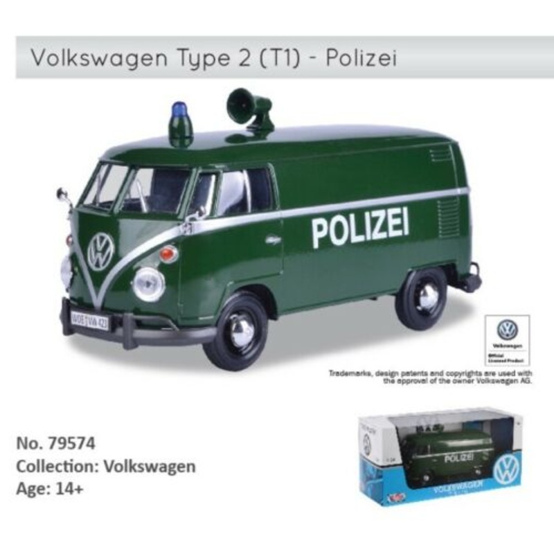 Volkswagen 1962 T1 Type 2 Polizei Police Van 79574 Motormax 1:24