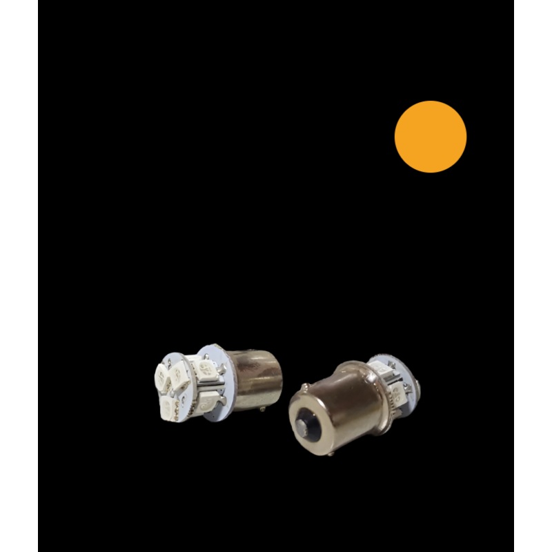 Amber LED BA15S indicator bulb x2