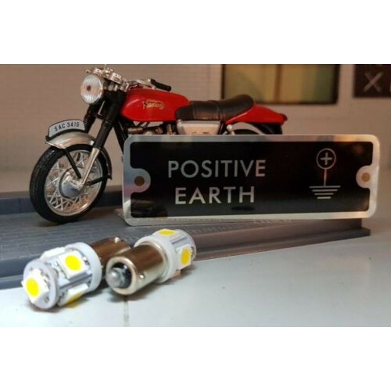 BSA Norton Triumph 12v BA9s 987 Smiths Instrument Gauge LED Bulbs x2 Positive