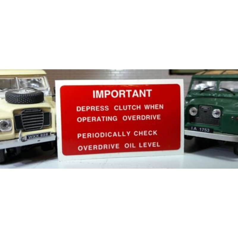 Land Rover Series 1 2 2a 3 Overdrive Fairey Information Warning Bulkhead Decal