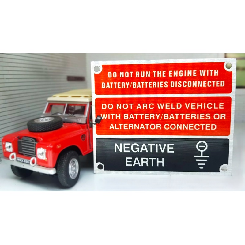 Land Rover Series 2, 2a, 3 Front Panel Negative Earth Info Plate 396116