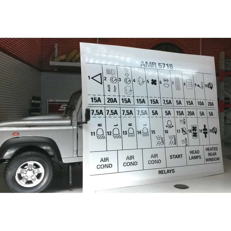 Land Rover Defender 90 110 AMR5718 Fuse Box Information Decal