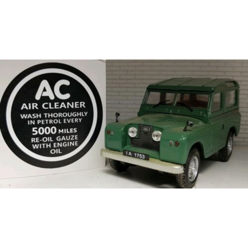 Land Rover Series Decal for Breather Cap AC Vintage Label White Black 1 2 2a 3