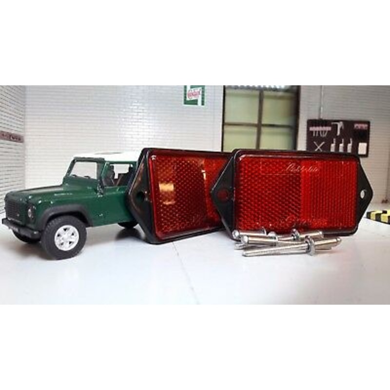 Rectangular Red Reflectors x2 MWC1722 Stainless Land Rover Defender OEM