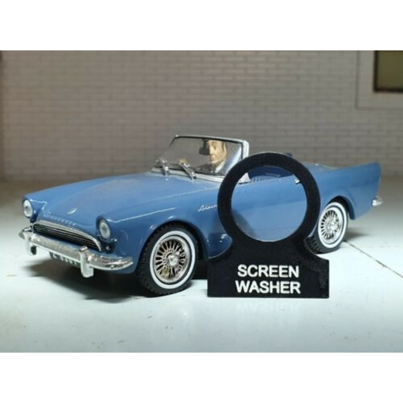 Sunbeam Alpine Tiger Daimler Dart Dash Panel Screen Washer Switch Tab Tag Label