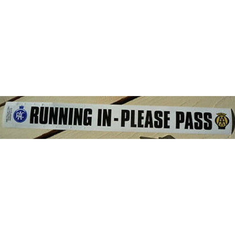 Classic Car Land Rover Series AA RAC Running In Please Pass Sticker Window Decal