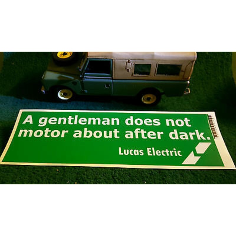 Land rover & Classic Car Lucas Comedy Home before Dark Sticker Decal