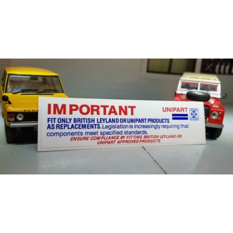 Range Rover Classic Series 3 90 110 Engine Bay BL Unipart Sticker Decal