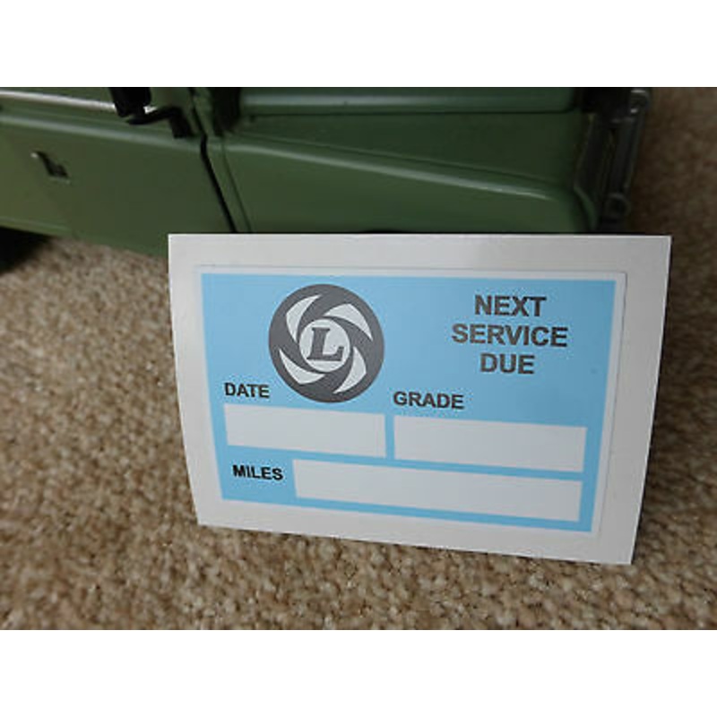 Land Rover Defender 90 110 V8 Leyland Service due at.. Bulkhead Sticker Decal