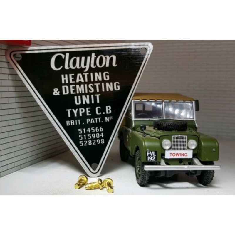 Land Rover Series 1 MG Bentley Vintage Clayton Heater Metal Label Decal Badge
