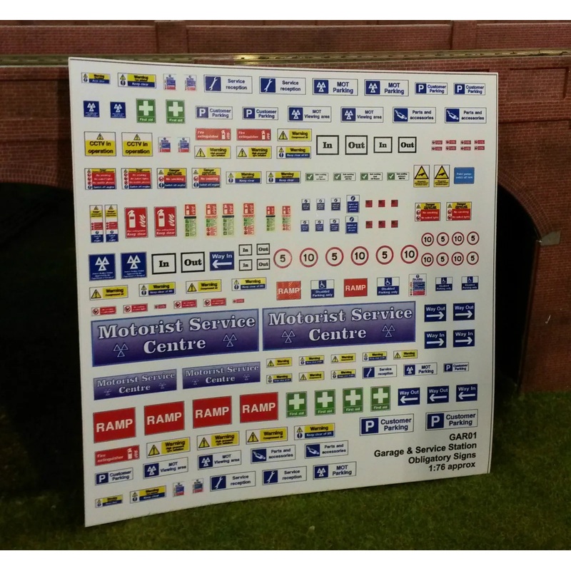 Model Railway Modern Safety Garage Notices Signs 1:76