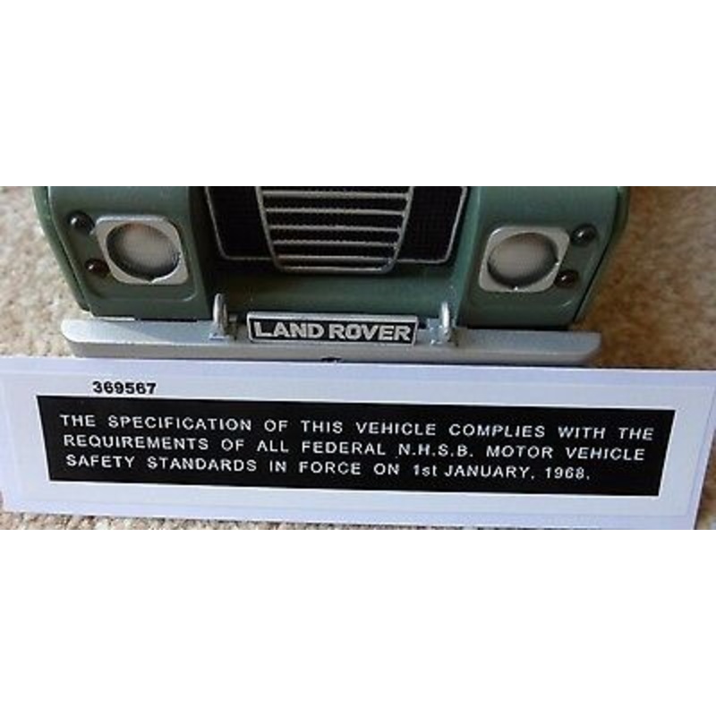 SeatBelt USA DOT NADA Safety Compliance Body Decal Sticker Land Rover Series 369567
