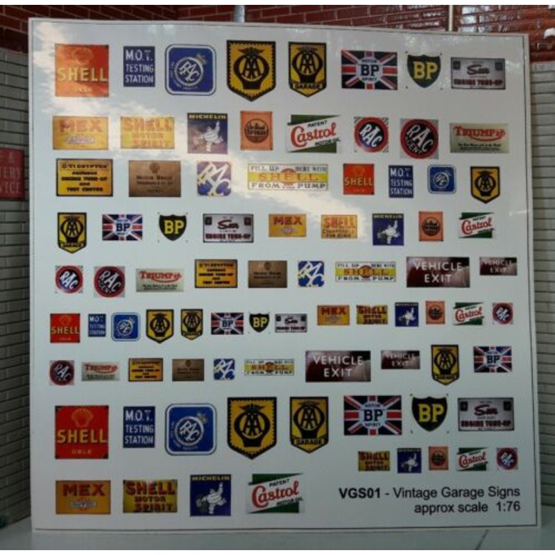1:76 HO OO 00 Gauge Model Railway Vintage Assorted Garage Forecourt Signs