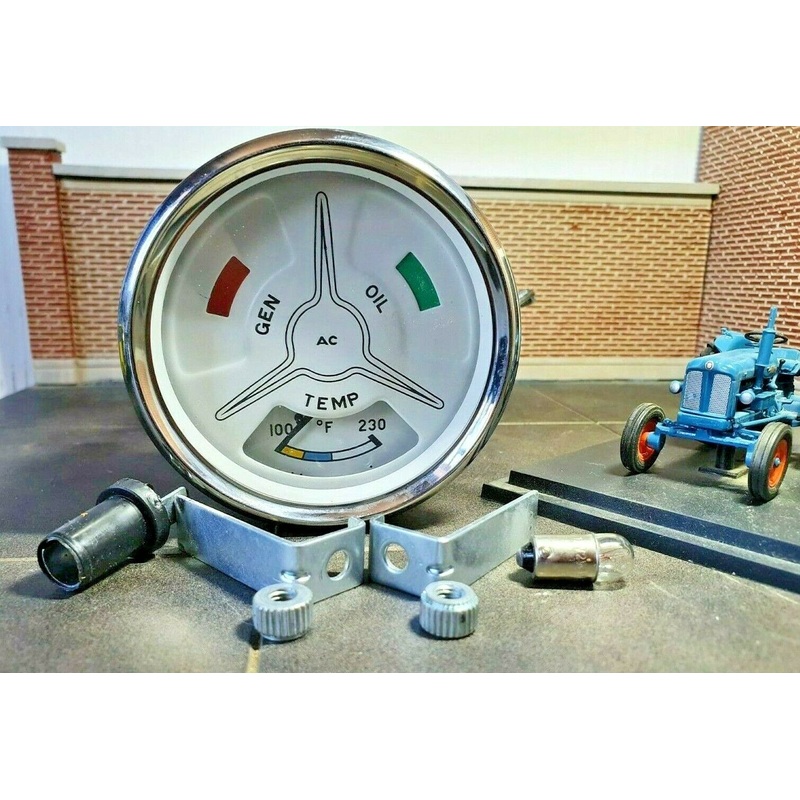 Fordson Power Super Major Tractor Combined Oil Temp Gauge  AC  Repro White Face