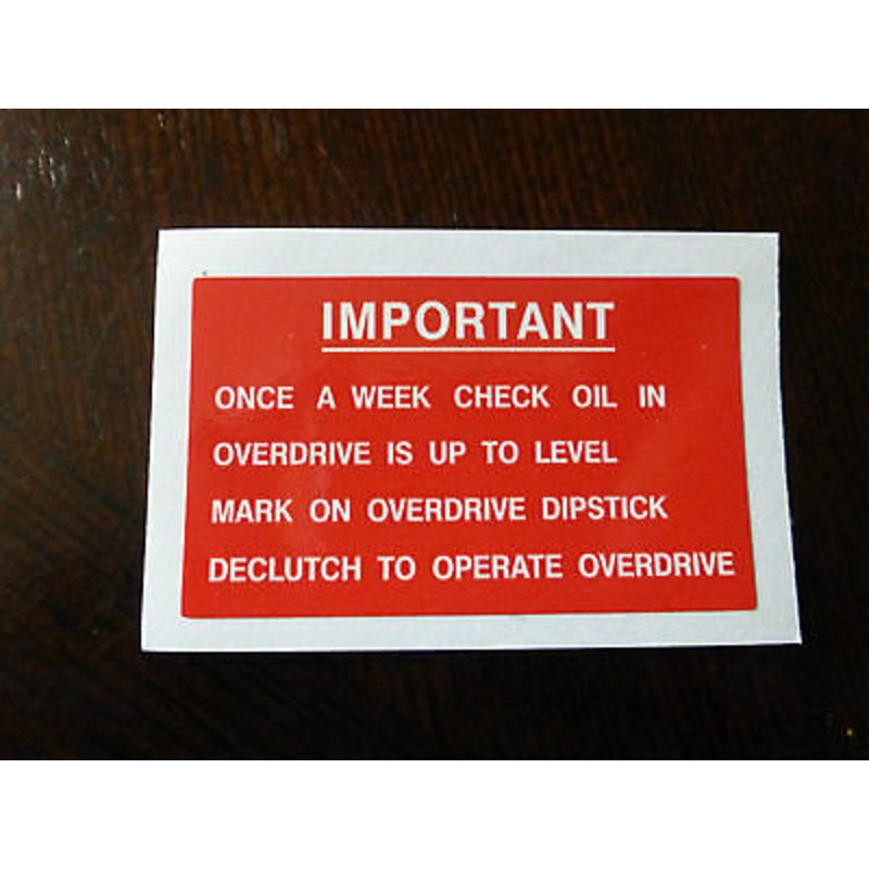 Land Rover Series 1 2 2a 3 Overdrive Fairey Fairy Info Dash Bulkhead Decal