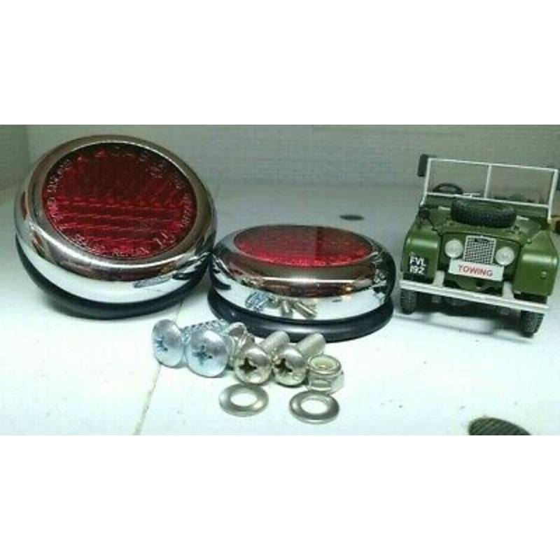Massey MF Reflectors 35 30 135 Tractor Lucas OEM RER25 Chrome Red Rear x2