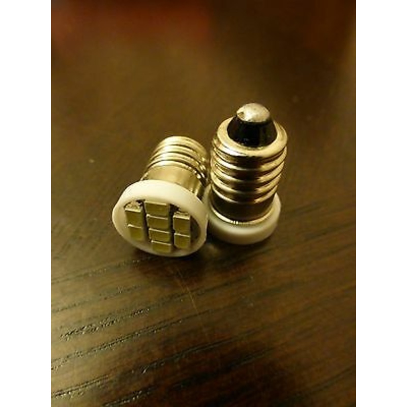 E10 SMD 5050 8 LED Xenon White Bulb MES Screw Torch Headlamps/Light x2