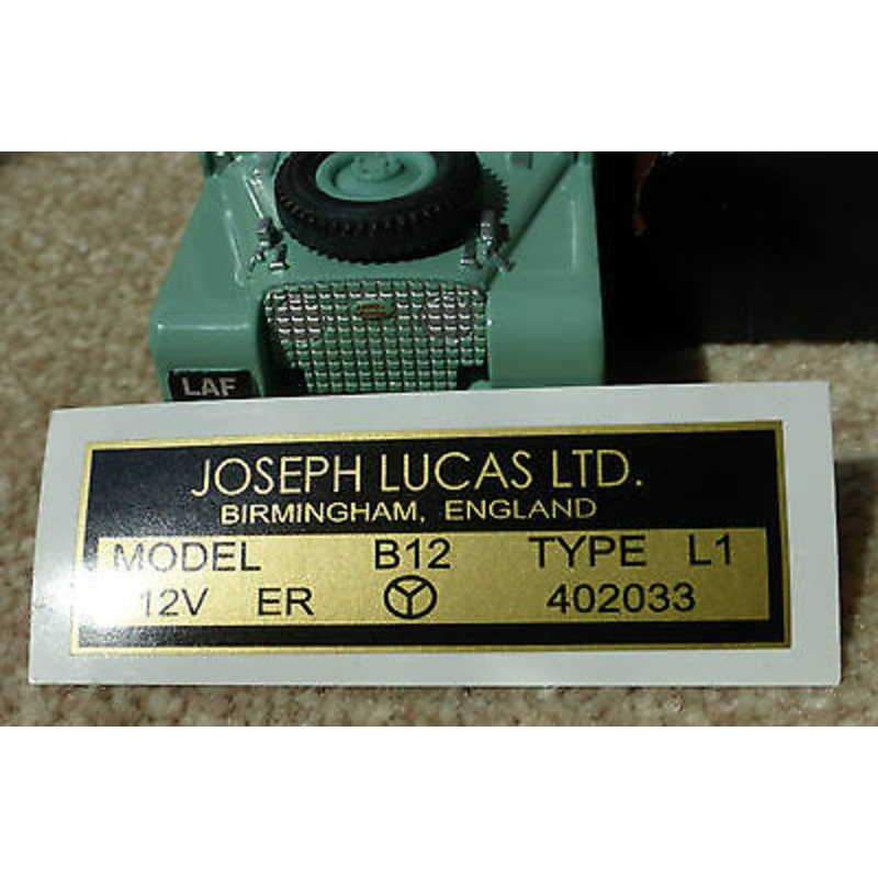 Land Rover Early Series 1 1949-57 Lucas B12 Coil Black/Gold Sticker Decal