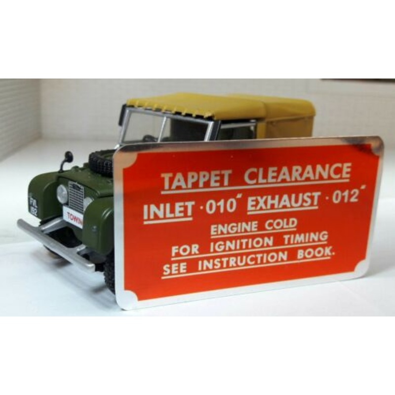 Land Rover Series 1 Rocker Cover Tappet Information Plate 213245