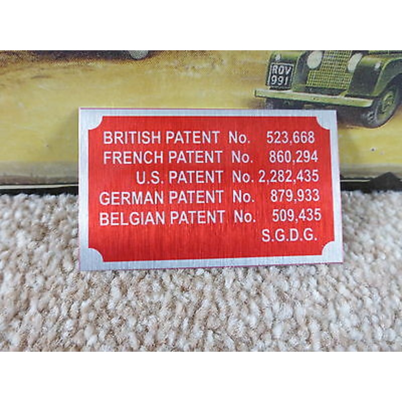 Land Rover Series 2 3 Rocker Cover Patent Information Plate/Plaque Quality Repro