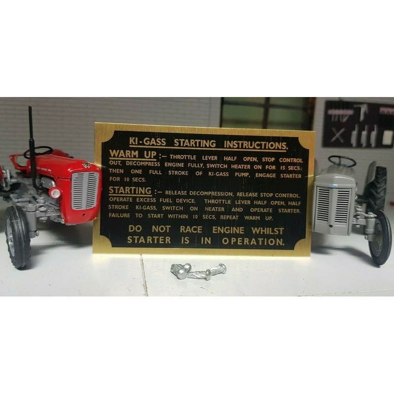 Massey Ferguson MF35 35 FE35 Ki-Gass Tractor Starting Instruction Plate & Rivets